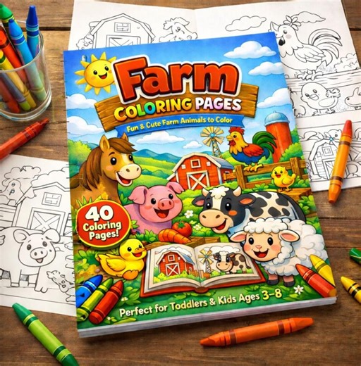 Farm Coloring Book for Kids | 40 Printable Coloring Pages in PDF Format | Compatible With Tablets and Ipads | Digital Download - Etsy