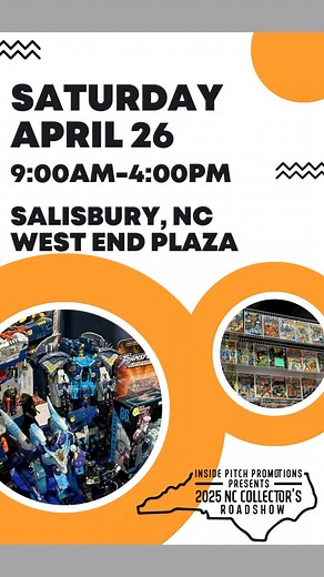 The NC Collector’s Roadshow next stop is our return to SALISBURY, NC! April 26th in Salisbury, North Carolina come find a diverse and unique selection of vintage toys, sports cards, Pokémon and collectibles🤩 🏀 Sports Cards ⚡️ Pokémon and TCG’s 🚂 Toys 📖 Comic Books 🚗 Die-Cast & Slot Cars 🏎️ Hot Wheels 🧍‍♂️ Action Figures 💥 POP Funko 📍Salisbury, NC 📍West End Plaza - Rowan Community Center ⏰9:00am - 4:00pm (SAT) 💵$5 admission, 10&under free! 💰Giveaways and CASH MACHINE • • • #topps #pan