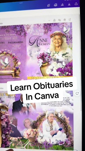 Create #obituaries in @Canva #obituary #rip #canva #canvatips #canvatutorial #obituaries #obituarydesign #funeral #funeralstory #inlovingmemory #inlove❤️ #fyp #backdrop #graphicdesigner #blackgraphicdesigner
