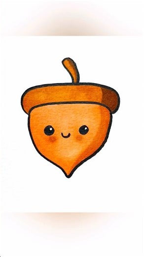 Let’s draw an acorn | cute easy drawing for kids #simple #artforkids #stepbystep #kidsvideo #diyart