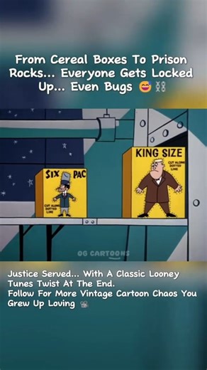 OG Cartoons on Instagram: "From crime bosses to cereal boxes… justice, Looney Tunes style Only classic cartoons could end a gangster story like this. Even Bugs getting locked up feels like the perfect punchline. Follow for more vintage cartoon endings you remember 📽️ #cartoonclassics #looneytunesnostalgia #vintageanimation #timelesscartoons #forYouPage [ "The Unmentionables" (1963), Warner Bros. Merrie Melodies cartoon directed by Friz Freleng. ] . . . . . [ the unmentionables 1963, the unmenti