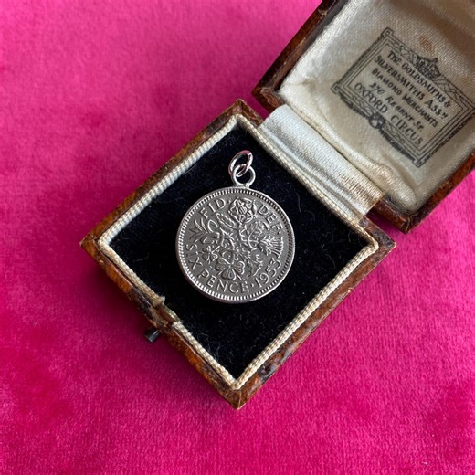Original 1953 Sixpence Love Token Coin Charm With Queen Elizabeth II - Etsy