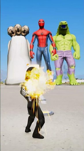 Random Superheroes VS Giant Spiderman & Giant Granny & hulk Brothers #shorts #youtubeshorts