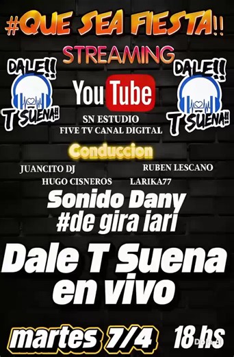 #QUESEAFIESTA #STREAMING #https://m.youtube.com/@StudioSN-333