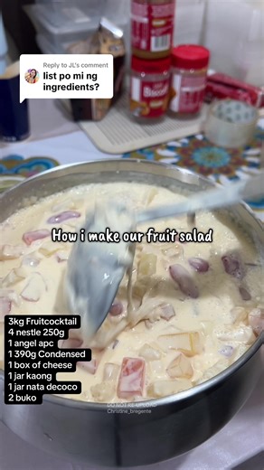 Replying to @JL list ng ingredients! FRUIT SALAD TAYOOOOO #fruitsalad #fruitcocktail