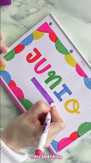 PORTADA BONITA CON ROTULADORES MÁGICOS 💗CARÁTULA DE JUNIO PARA DIARIO O BULLET JOURNAL #shorts