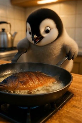 Pinguin cook and fish 🍥🎣 | Oh popo #public #duploku #cute