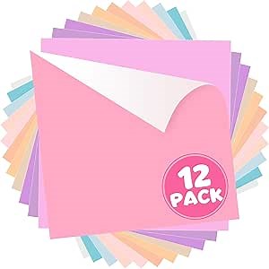 WRAPXPERT Pastel Vinyl Permanent - 12 Sheets Bundle 12"x12" Matte Boho Craft Vinyl Sheets Pastel Colors Adhesive Vinyl Craft Cutters DIY Projects for Cricut Silhouette Cameo