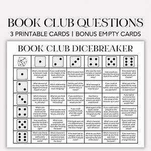 Book Club Dice, Book Club Questions, Book Club Discussion Cards, Book Club Ice Breaker, Get to Know You, - Etsy