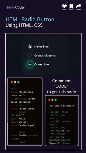 ✨ Next-Level Radio Buttons You NEED in Your UI | Pure HTML & CSS! 🔥💡 #coding #webdesign #python