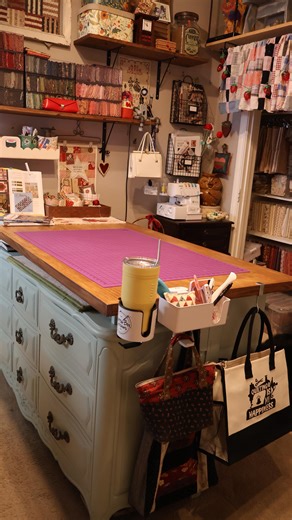 @sewtattered on Instagram: "This is a follow up video about the cutting table. I had a lot of great questions so I thought I would make a video to answer them. Thank you to everyone who liked and commented. It was a lot of fun reading through them! #sewingroom #sewing #sewingroomorganization #sewingproject #organizing"