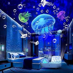 Ocean Star Sky Projection, Kids Night Light Projection, 360 Degree Rotating Galaxy Night Lights Projector, Double Layer Ocean Projection Lamp