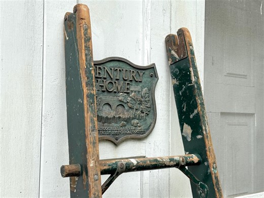 Green Wood Ladder ~ Authentic Tapered Wooden Ladder ~ 75" ~ Painter's Ladder ~ Veterans Window Cleaning Co ~ Original ~ Vintage Ladder - Etsy