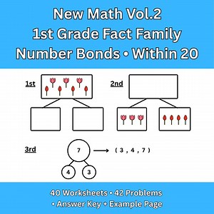 NEW MATH Vol.2 – 1st Grade Fact Family & Number Bond Worksheets (10–20) - Etsy