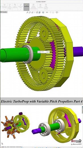 Solidworks Tutorial - Electric TurboProp with Variable Pitch Propellers Part 4 - Gearbox