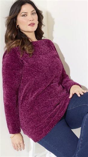 4.9K views · 20 reactions | TODAY ONLY: 50% off tops and sweaters featuring bold prints, cozy textures, and rich fall colors you’ll wear on repeat! Which look are you getting for half off? SHOP NOW: https://catherinesplus.visitlink.me/6UfMCG | Catherines Plus Sizes | Facebook