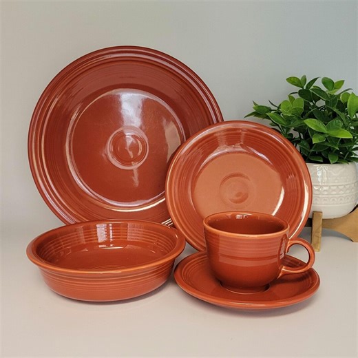 Vintage Fiestaware Paprika Dishes | Fiesta Dishes | Rust Red Dinnerware | Sets of Bowls, Plates, Cups, Saucers | 1990s 2000s Home Decor - Etsy
