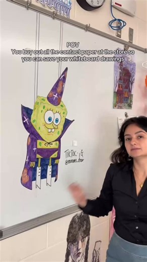 Ms. Nunes on Instagram: "Contact paper for the win . . #spongebob #whiteboardart #msnunesdraws #artofinstagram #teachersofinstagram #tapetransfer"