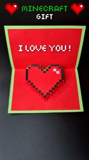 DIY Minecraft 3D Heart Pop Up Card ❤️ Cute Valentines Day Gift Idea #diy #minecraft