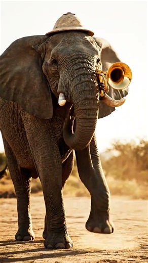 40. Elephant playing a soulful trumpet tune! 🎺🐘 | #ElephantMusic #JazzVibes