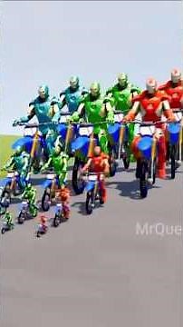 Big & Small SpongeBob vs Spiderman vs Sonic vs Hulk on a motorcycle vs Thomas the Tank Engine Train