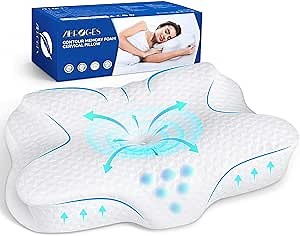 Memory Foam Cervical Pillow - Side Sleeper Pillow Neck Back Shoulder Comfortable Sleeping Support Your Head - Cooling Breathable Contour Bed Pillow for Back Stomach Sleeper Skin-Friendly