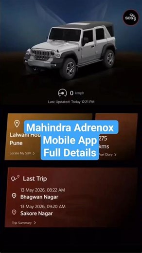 Mahindra Adrenox Mobile App Details #mahaindrathar #automobile #carconnection #adrenox