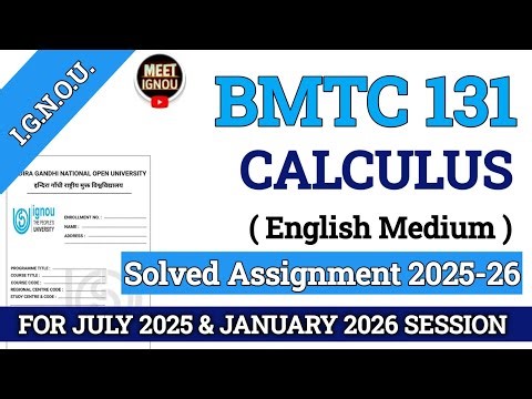 Bmtc 131 Solved Assignment 2025-26 // Calculus // #bmtc131_assignment #bmtc131_ignou #bmtc131 #bmtc