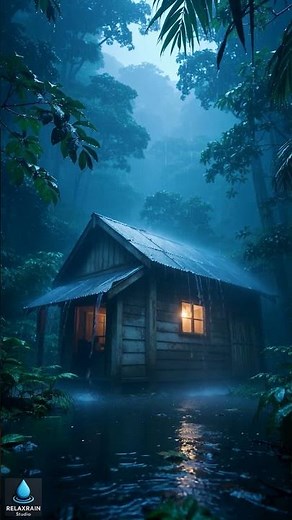 Tropical Rain Cabin 😊💤 Night Calm for Sleep, Focus & Relaxation #shortsfeed