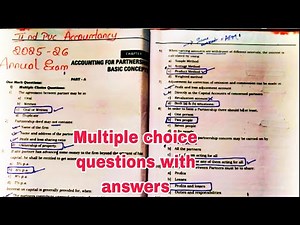 2nd PUC ACCOUNTANCY 🔥 chapter 1 Accounting for partnership 🔥 MCQ s with answers