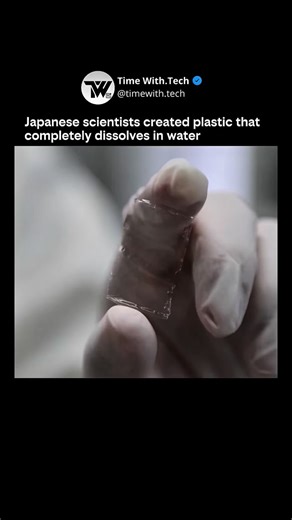 Artificial Intelligence | Technology on Instagram: "PLASTIC THAT DISAPPEARS IN WATER Scientists in Japan have developed a new type of plastic that fully dissolves in water instead of breaking into microplastics. Unlike traditional plastics that persist for centuries, this material breaks down at a molecular level, leaving no long-term residue. Supporters say it could dramatically reduce ocean pollution and transform packaging, single-use products, and waste management. Critics warn durability, c