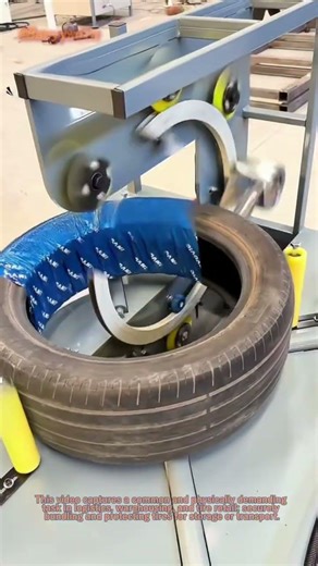 This Machine Wraps Tires in Seconds! | Automatic Tape Wrapping Machine 🛞