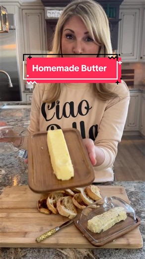 Trust me once you make this one ingredient butter you won’t buy the store bought version again. It is a simple thing that you can make at home and it tastes incredible. I love to experiment with it and use different flavorings. My family loves it! Full recipe below and on my website www.miciamammas.com search “Homemade Butter” Homemade Butter Ingredients Makes 2 (½ cup) Sticks 1 Pint Heavy Cream TOPPING of choice, you can even use just salt or leave plain Method In a stand mixer fitted with a wh