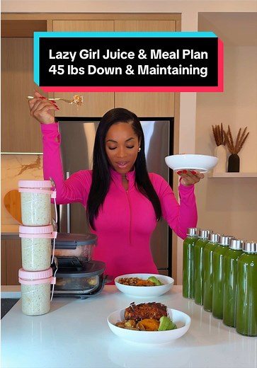 Your self-care routine starts with what you consume. This week's menu: 💚Green Juice 💗Protein Overnight Oats 🥣Salmon, Jerk Chicken & Chickpea Bowls Juice recipe & cookbook available💗 Containers, bottles & appliances in my Amazon Storefront✨ #mealprepqueen #healthyrecipes #easyrecipe #mealprep #juicing