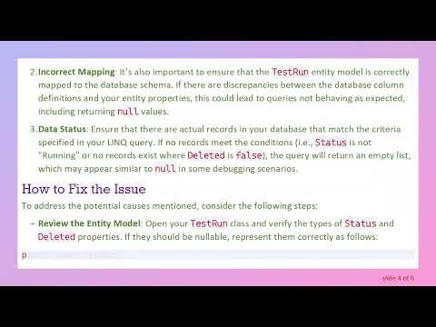 Troubleshooting NULL Returns from LINQ Queries in ASP.NET Core MVC