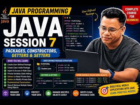 Java Programming Session 7 | Constructors, Getters & Setters Explained with User-Defined Packages