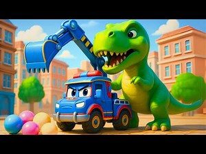 Wow! How Will Super Truck Stop the T-Rex Statue from Crashing? 🦖🚚 Cartoon for Kids