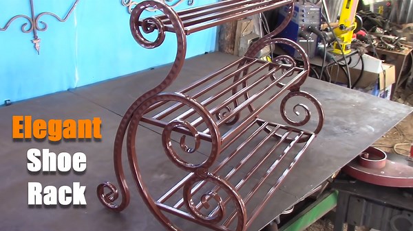 Cold Forging Elegance: A Masterpiece Profile Pipe Shoe Rack with Beautiful Scrollwork