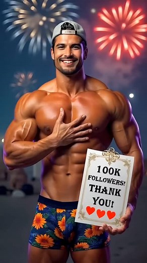 Hot AI Men on Instagram: "100k followers?! I can’t believe it! Thank you all for coming along on this wild ride of AI-generated muscle, jawlines, and all-around handsomeness. My passion for creating dreamy, buff dudes has officially flexed its way into something amazing! It’s been a blast seeing these creations bring so much buzz and excitement. Here’s to more jaw-dropping creations and flex-worthy moments as we keep the fun (and the muscles) growing!"