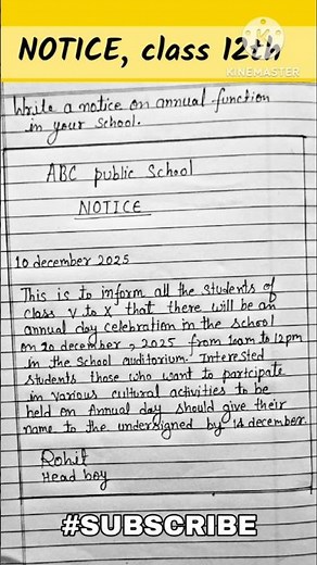 Class 12 english notice writing / Notice in english / Notice class 12th