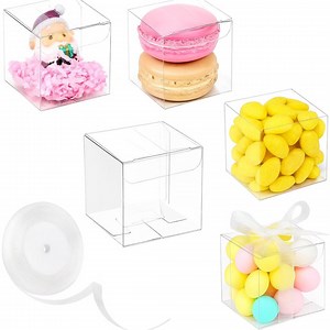 Clear Favor Boxes 2x2x2, 100 Pack Small Plastic Gift Boxes With Ribbons for Candy, Macarons, Wedding, Baby Shower, Party Favors & Events - Etsy Canada