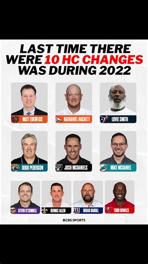 10 head coach openings is tied for the most in NFL history... | NFL on CBS
