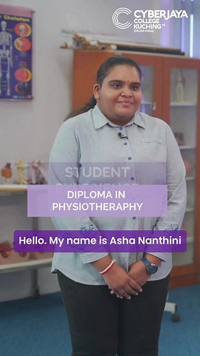 What makes a good place for students to learn physiotherapy? A solid educational foundation, practical experience, and a supportive learning environment. Our student Asha Nanthini, currently in her sixth Semester of the Diploma in Physiotherapy, shares her experience studying at Cyberjaya College Kuching. Intake in September 2024 is still ongoing. Please speak to our Education Counsellor for more course and financial aid details. #Physiotheraphy #CyberjayaCollegeKuching #CCKCH #UnleashingChangem