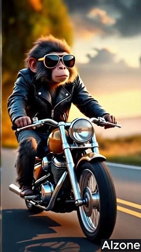 Realistic Monkey Riding a Heavy Bike | Funny Animal Biker Video 2025
