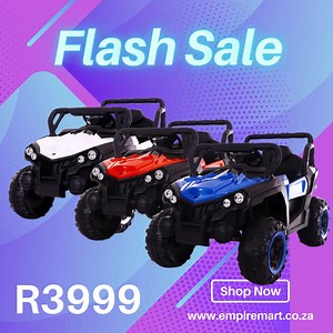 24 reactions · 8 comments | PAY ON DELIVERY! Call | Whatsapp: 072 152 4352 to book your order MINI AVENGER - R3999.00 Excluding Delivery  Ages -2 -6 Years   12v battery operated ✅ 4 motors ✅ Opening doors ✅ USB / MP3 / built-in music ✅ LED lights ✅ Sway function ✅ Colors available RED | WHITE | BLUE size: 1120 x 650 x 680 | Empire Mart | Facebook