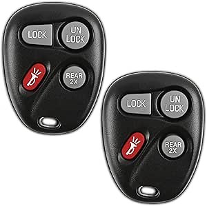 2X KeylessOption Key Fob Replacement for 1999 2000 2001 Chevrolet Chevy Astro Blazer GMC Jimmy Safari Cadillac Oldsmobile Bravada Remote, 4-Button 15732805, Locksmith Required