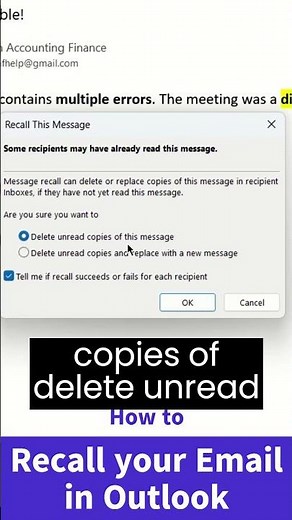 How to Recall sent email in Outlook