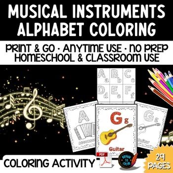 Musical Instruments Alphabet Coloring Pages | Learn the Alphabet with Rhythm