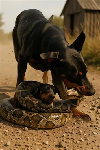Shocking! Doberman vs Python 🐍 Saving the Puppy!