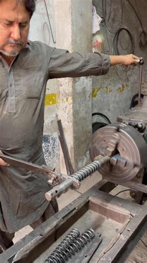 Making spring on vintage lathe -Pure Skills, No CNIC #shortvideo #springmaking #short